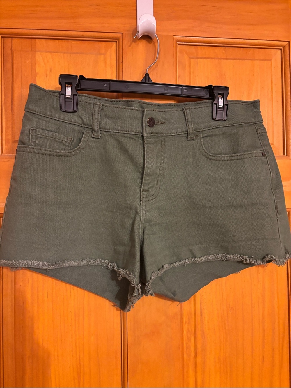 Old Navy Olive Green Frayed Hem Denim Shorts